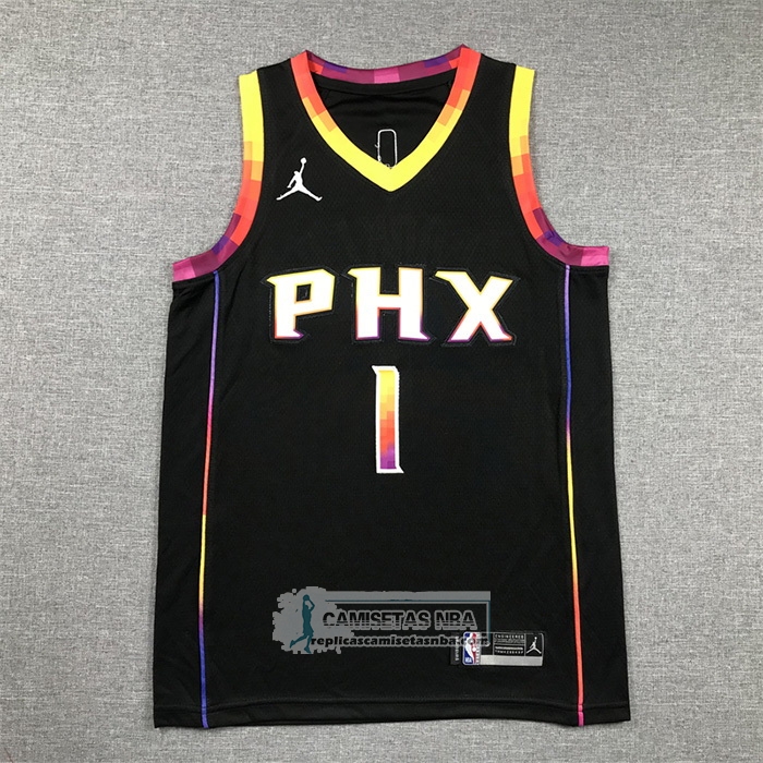 Camiseta Nino Phoenix Suns Devin Booker NO 1 Statement 2022-23 Negro